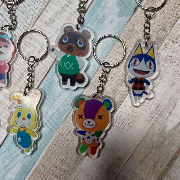 New Animal Crossing Keychain 6Pc Tom Nook Rover Lottie Stitches KK Slider Zipper - Picture 4 of 10